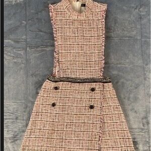 Zara Pink and Cream Tweed Pantsuit